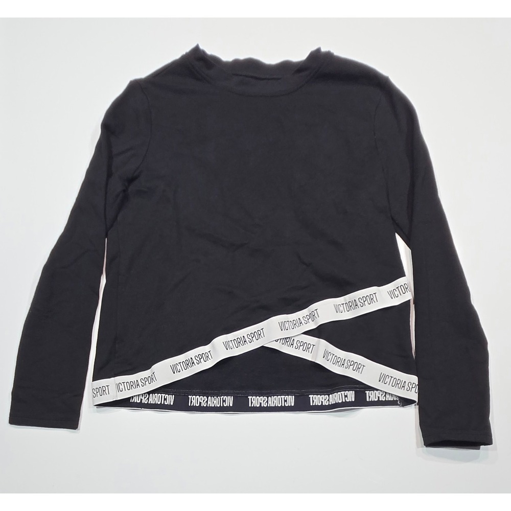 Victoria Sport‎ Black Long Sleeve Cropped Top Pullover XS Activewear (1287)